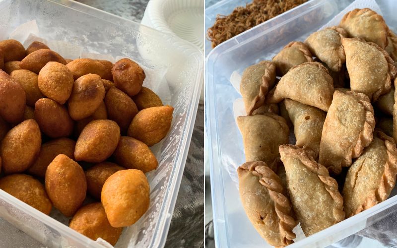 Cek mek molek dari ubi tumbuk berisi gula serta karipap yang mirip pastel kari ini. Semua condong bercita rasa manis!