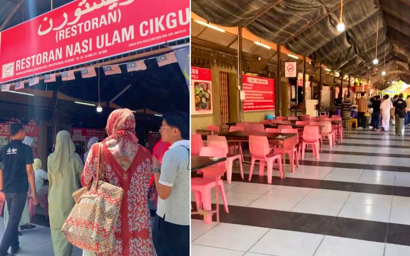 Resto Nasi Ulam Cikgu selalu ramai, terutama di hari libur Kelantan, Jumat dan Sabtu.
