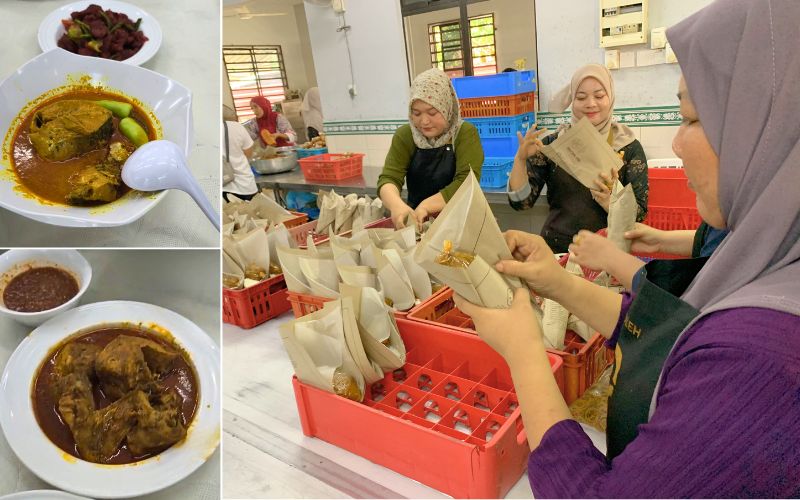 Nasi berlauk adalah nasi putih bungkus dengan lauk gulai ikan atau ayam. 