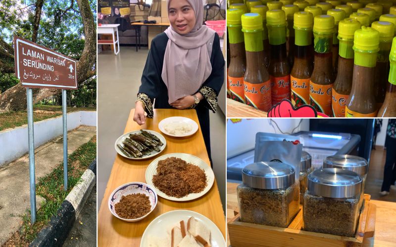 Sentra Serunding juga menjadi pusat oleh-oleh yang menjual Budu (pojok kanan atas).