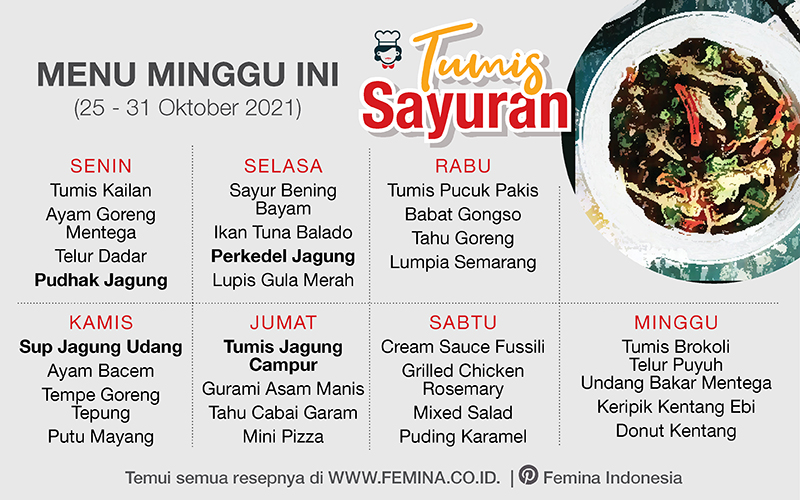 menu mingguan jagung
