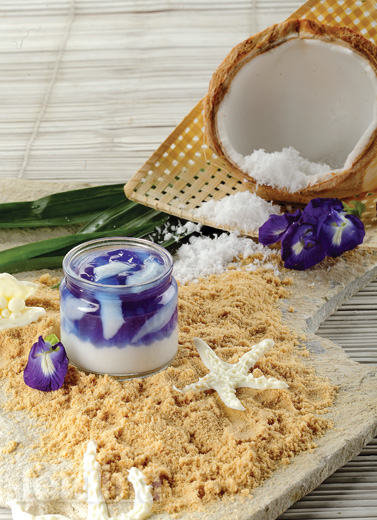 Puding Kelapa Bunga Telang