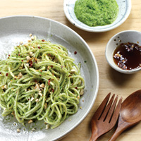 Spaghetti Pesto Bok Choy