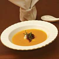 Sweet Potato Soup with Poached Lobster and XO Sauce