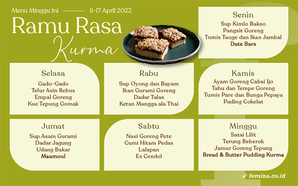 Menu Mingguan (Senin, 25 April - Minggu, 1 Mei 2022): Ramu Rasa Kurma