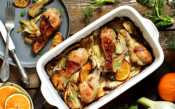 Orange and Fennel Baked Chicken