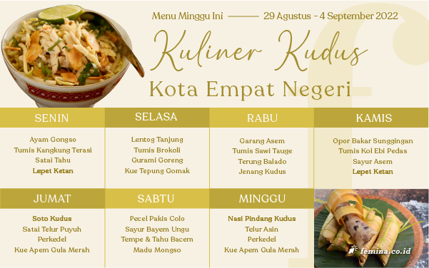 Menu Mingguan (29 Agustus-4 September 2022): Kuliner Kudus, Kota Empat Negeri