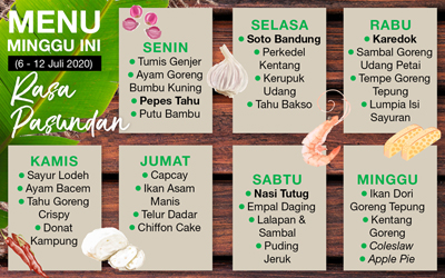 Daftar Menu Mingguan (6-12 Juli 2020): Rasa Pasundan