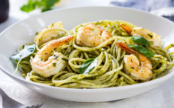 Pasta Pesto dengan Udang