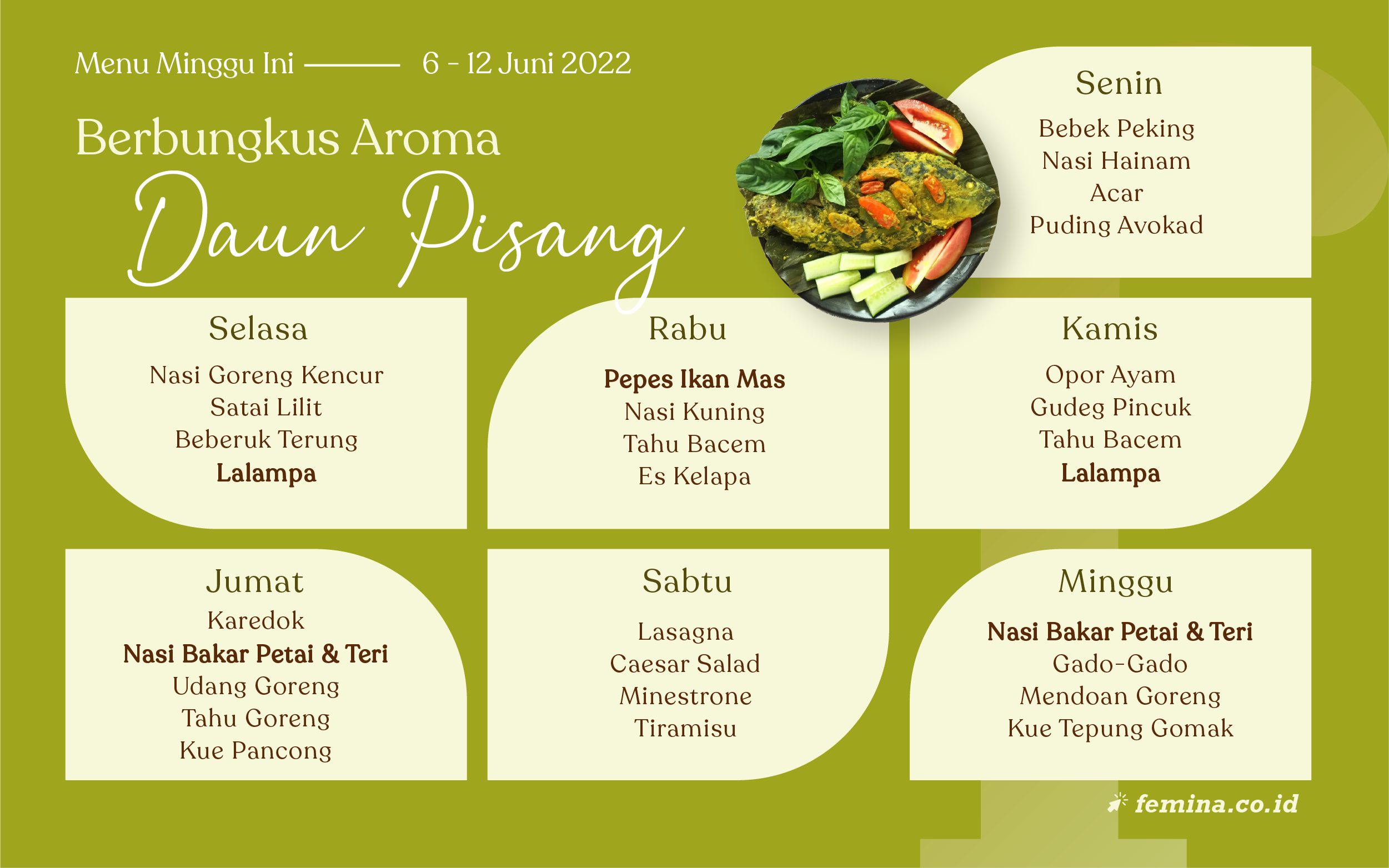 Menu Mingguan (6-12 Juni 2022): Berbungkus Aroma Daun Pisang